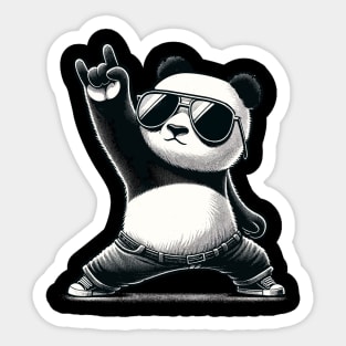 Retro Panda Rock Music Gift Funny Panda Sticker